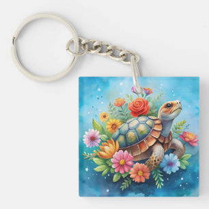 Porte-clefs Tortue florale