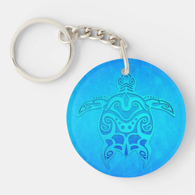 Porte-clefs Tortue tribale bleue (Devant)