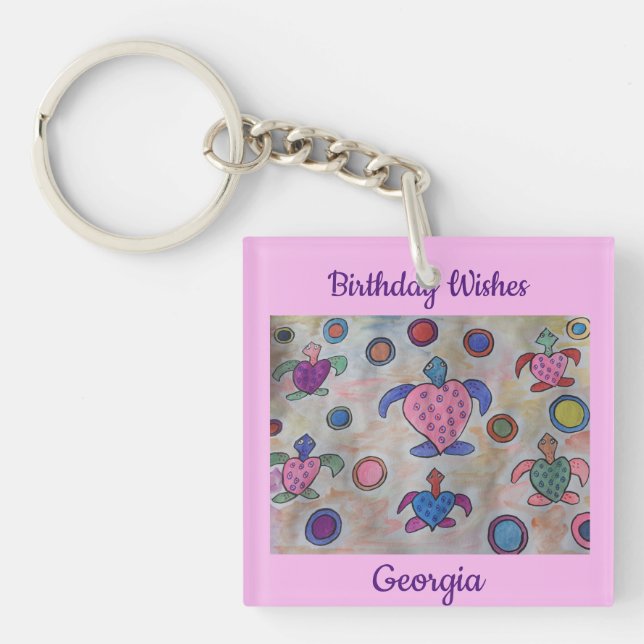 Porte-clefs Tortues et cercles Anniversaire (Devant)