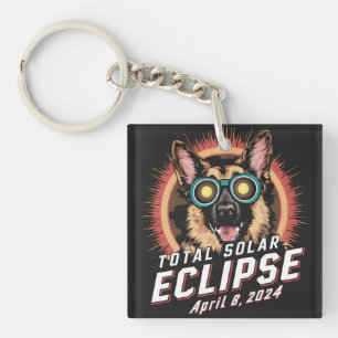 Porte-clefs Total Éclipse solaire Avril 2024 Chien berger alle