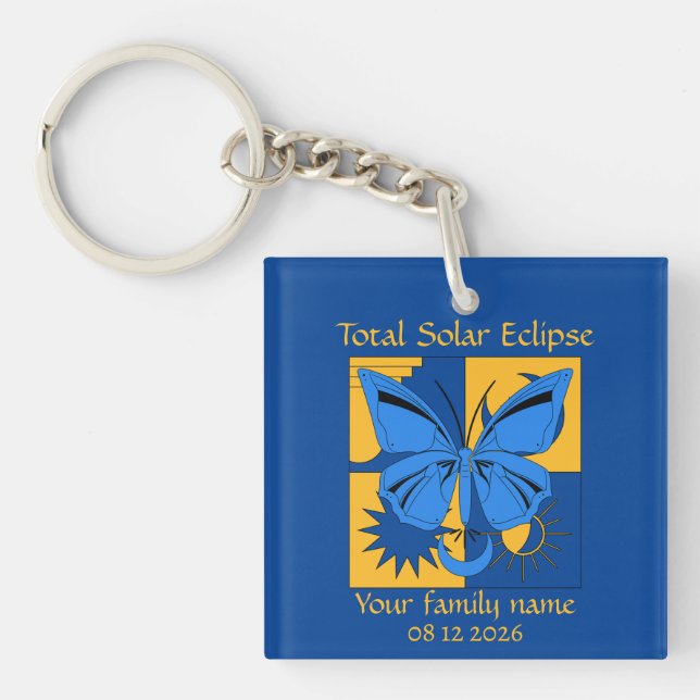 Porte-clefs Total Solaire Eclipse Butterfly Custom (Devant)