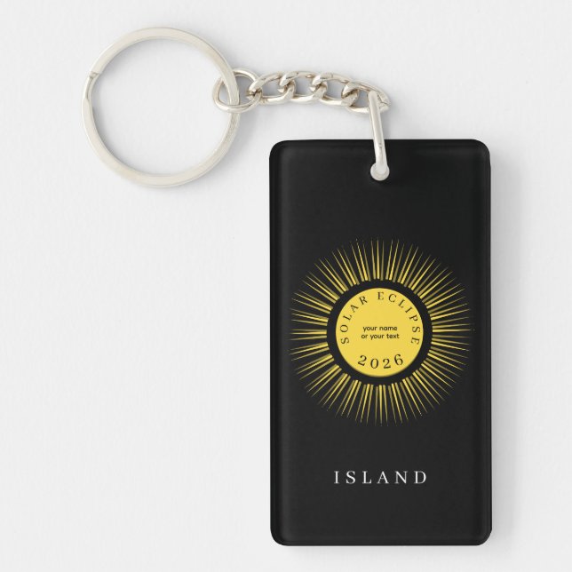 Porte-clefs Total solar eclipse 2026 your text personalized (Devant)