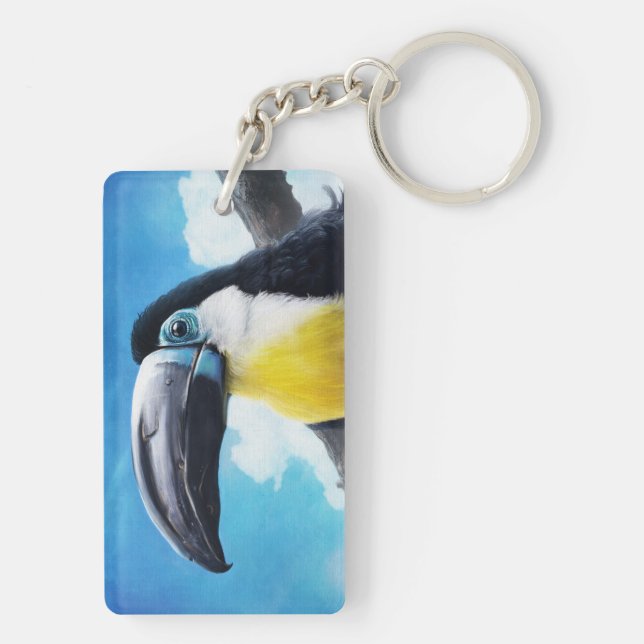 Porte-clefs Toucan dans la peinture tropicale numérique (Dos)