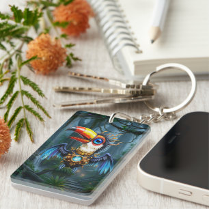 Porte-clefs Toucan Steampunk au Clair de Lune.