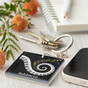 Porte-clefs Touches de piano personnalisées et notes de musiqu