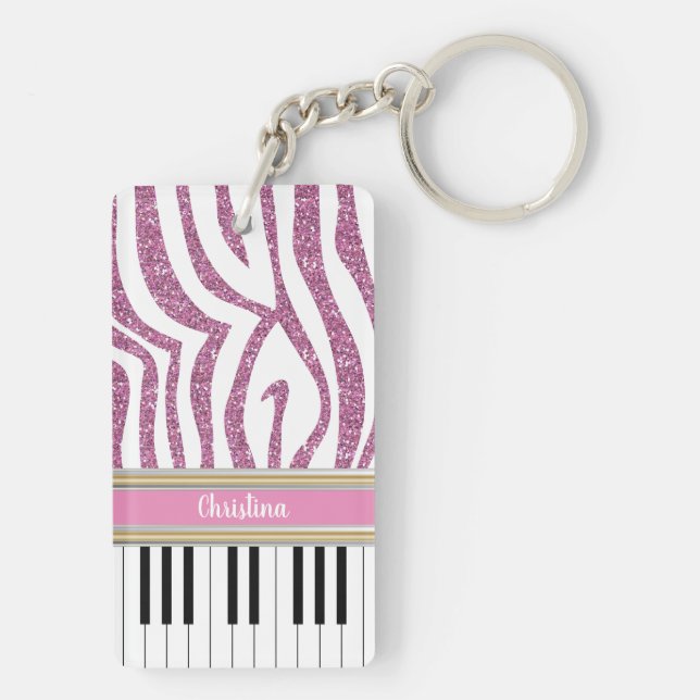Porte-clefs Touches Piano personnalisées Parties scintillant r (Dos)