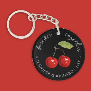 Porte-clefs Toujours Ensemble Jolies Cerises Noires Rouges Cou