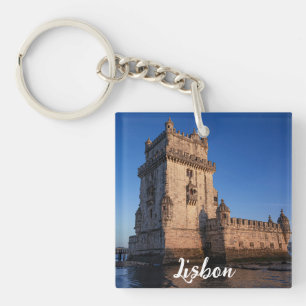 Porte-clefs Tour Belem au coucher du soleil à Lisbonne, Portug