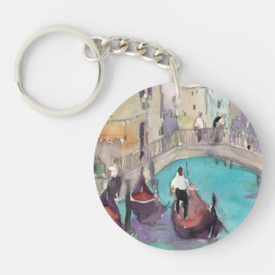Porte-clefs Tour de gondole de Venise d'aquarelle des
