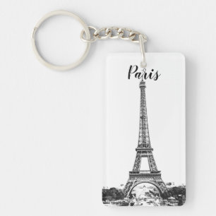 Porte-clefs Tour Eiffel noir et blanc