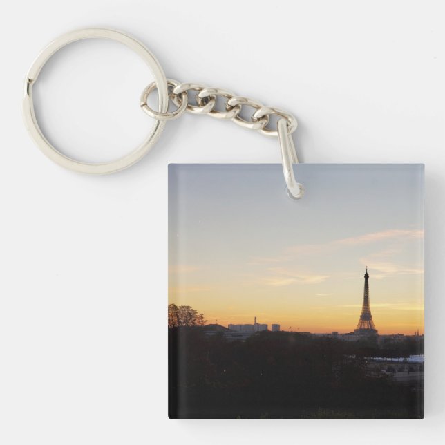 Porte-clefs Tour Eiffel Paris au coucher du soleil (Devant)