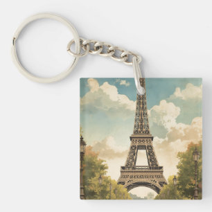 Porte-clefs Tour Eiffel Paris Voyage Style Rétro Art Vintage