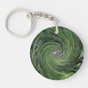 Porte-clefs Tourbillon floral vert chartreuse rétro abstrait c