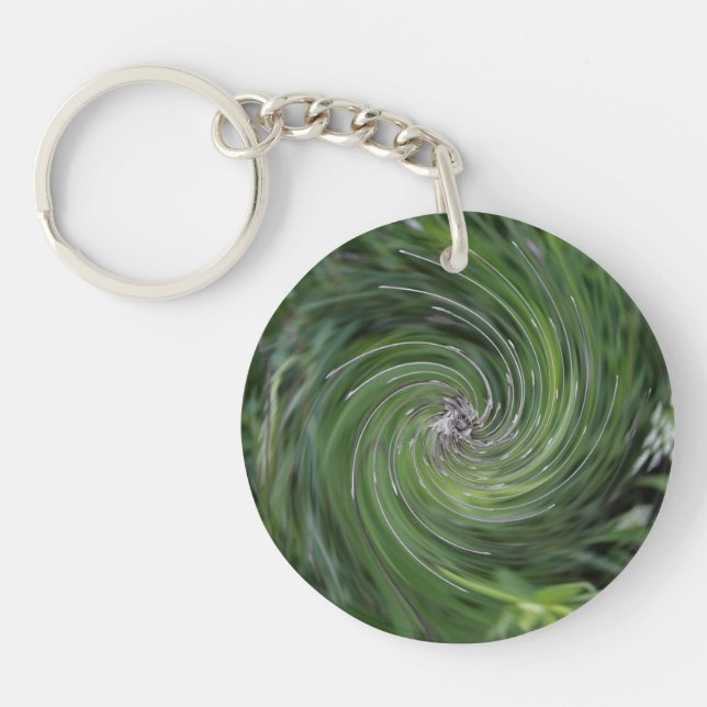Porte-clefs Tourbillon floral vert chartreuse rétro abstrait c (Devant)