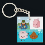 Porte-clefs Tourist Essentials Napkin of the Comical Survival<br><div class="desc">Tourist Essentials Napkin of the Comical Survival Kit Charm brings playful humor into everyday travel moments. Featuring a quirky mix of milk, poop, and toilet paper symbols, this design captures the chaotic, funny, and relatable side of being on the road. It’s perfect for light‑hearted gifts, themed parties, or any occasion...</div>