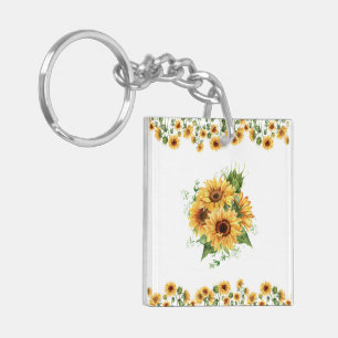 Porte-clefs Tournesol aquarelle – Graphique floral