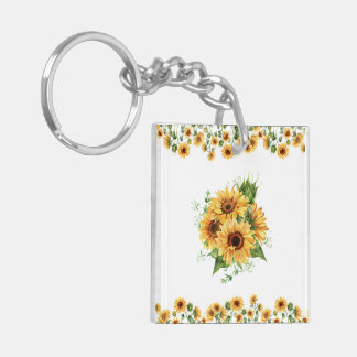 Porte-clefs Tournesol aquarelle – Graphique floral