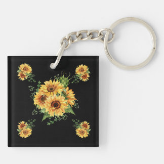 Porte-clefs Tournesol aquarelle – Graphique floral