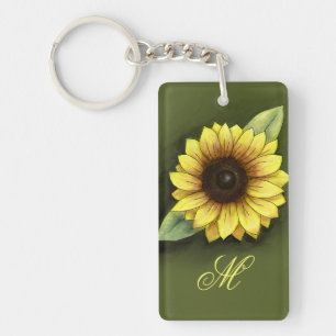 Porte-clefs Tournesol et monogramme