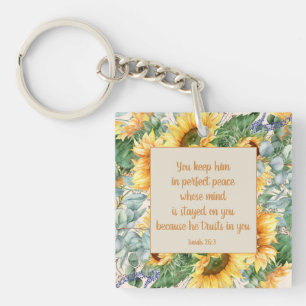 Porte-clefs Tournesol Feuille Bible Verse Garder la paix parfa
