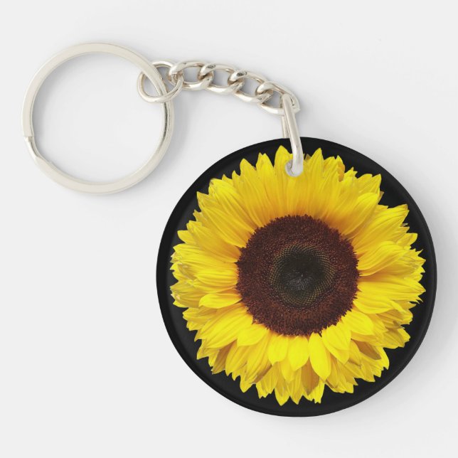 Porte-clefs Tournesol jaune d'or sur Arrière - plan noir sur m (Devant)