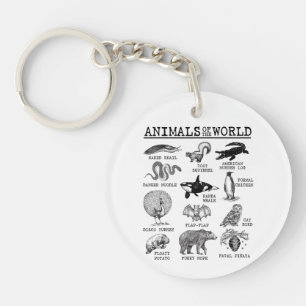 Porte-clefs Tous les animaux du monde Vintage drôle de mème an