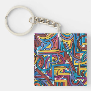 Porte-clefs Tous les chemins mènent là - Art abstrait peint à