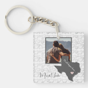 Porte-clefs Tout A Commencé Ici, Texas, Photo Heart Couple,