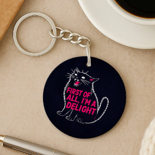 Porte-clefs Tout d'abord, je suis un chat noir rugissant ravis