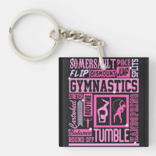 Porte-clefs Tout sur Gymnastique Typographie en rose