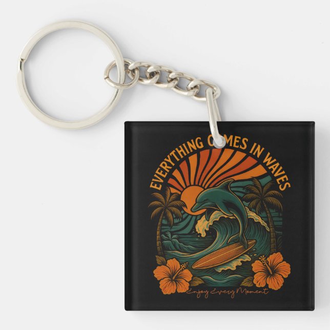 Porte-clefs Tout Vient En Vagues Rétro (Devant)
