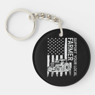 Porte-clefs Tracteur d'agriculture patriotique Drapeau USA Fêt