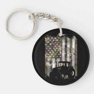 Porte-clefs Tracteur de drapeau de camouflage Camion de ferme
