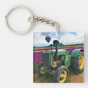 Porte-clefs Tracteur vert en Tulip Field, Oregon