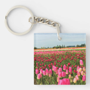 Porte-clefs Tracteur vert en Tulip Field, Oregon