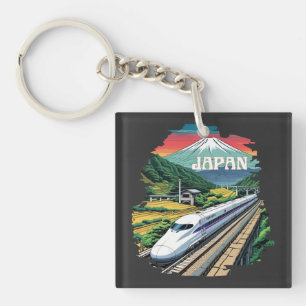 Porte-clefs Train à balles japonais et Mont Fuji