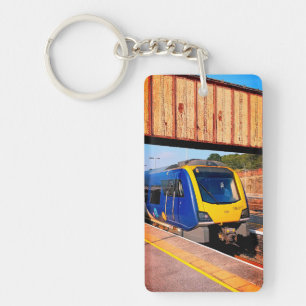 Porte-clefs Train bleu et jaune