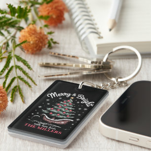 Porte-clefs Traîneau de Noël personnalisé Arbre Joyeux & Lumin