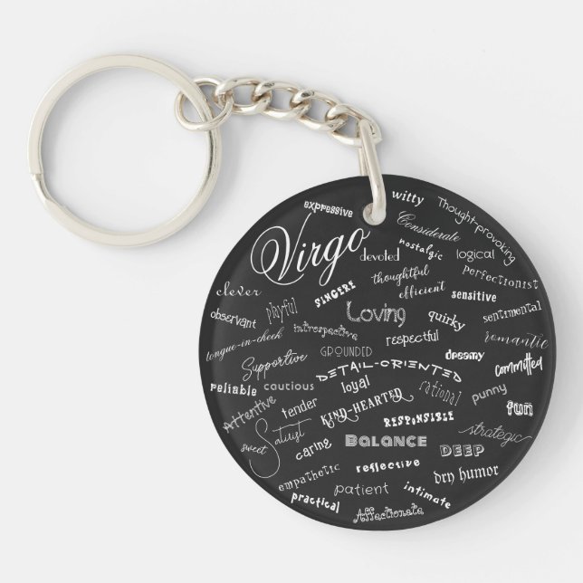Porte-clefs Traits du Zodiaque Vierge Texte de Constellation S (Devant)