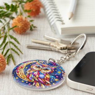 Porte-clefs Tranquillité en verre Une fenêtre en verre floral