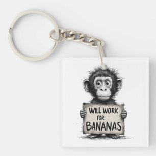 Porte-clefs Travaillera pour des Bananes - Croquis humoristiqu