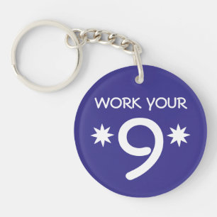 Porte-clefs "TRAVAILLEZ VOTRE 9" porte - clé de Numerology