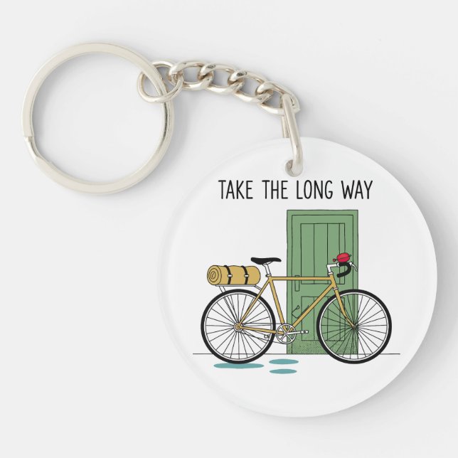 Porte-clefs Travel Adventure Line Art – Take the Long Way (Devant)