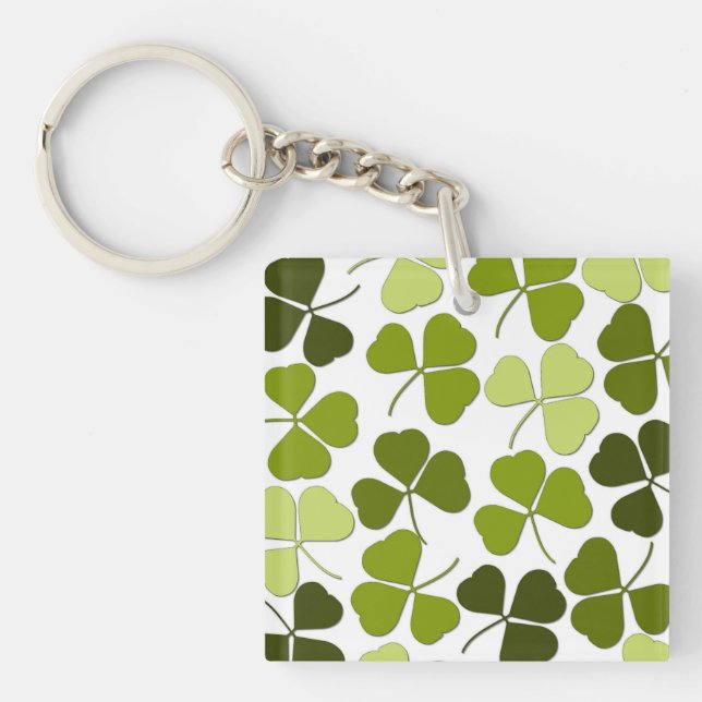 Porte-clefs Trèfle vert dans une variété de nuances (Devant)