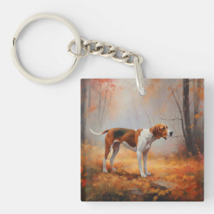 Porte-clefs Trekking Walker Coonhound à l'automne Feuilles aut