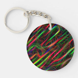 Porte-clefs TRÈS COOL Lignes courbes néon multicolores