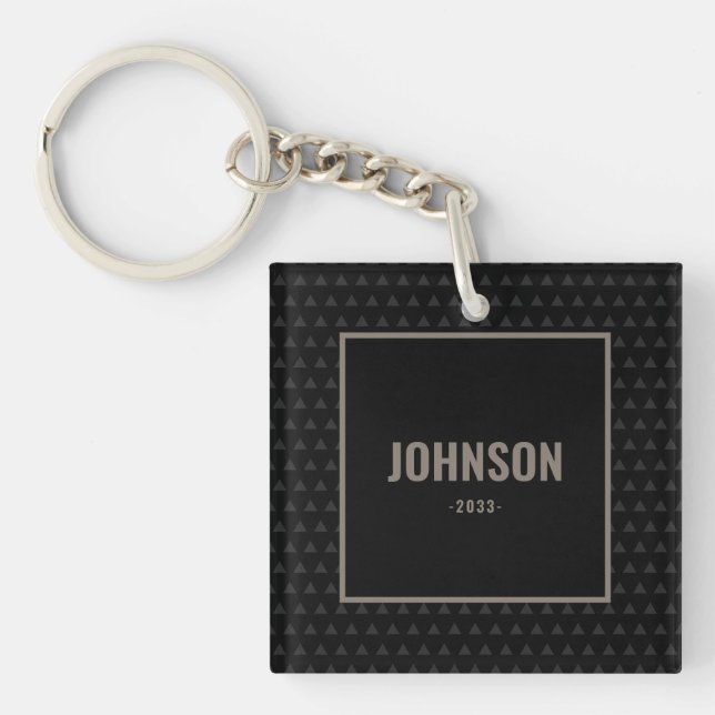 Porte-clefs Triangle noir moderne Nom personnalisé (Devant)