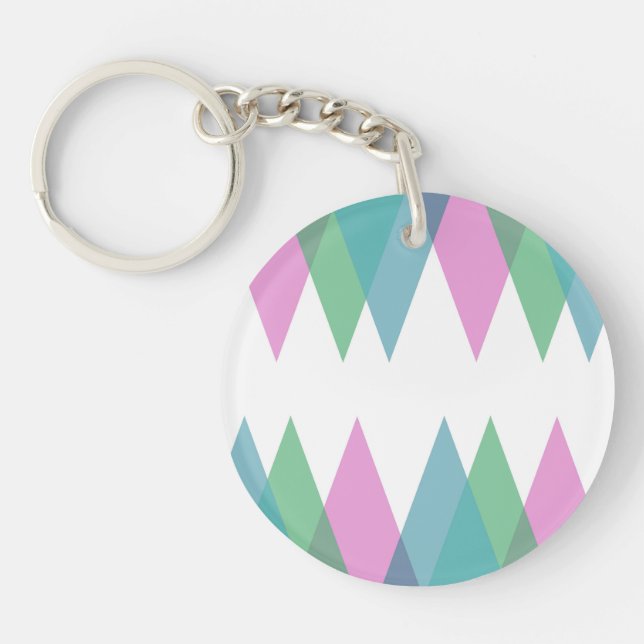 Porte-clefs Triangles rose et vert (Devant)