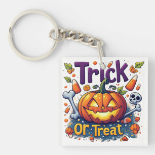 Porte-clefs Trick Or Treat Citrouille Bonbons Crâne Halloween