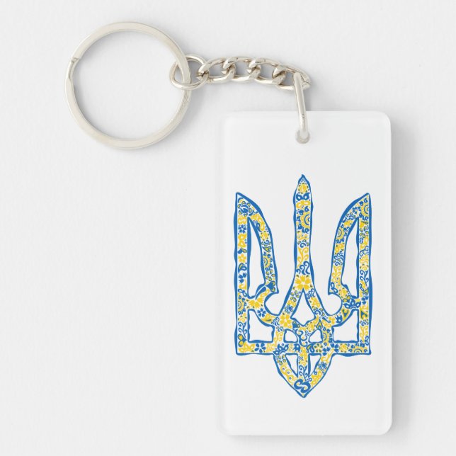 Porte-clefs trident de l'emblème national ukrainien tryzub eth (Devant)